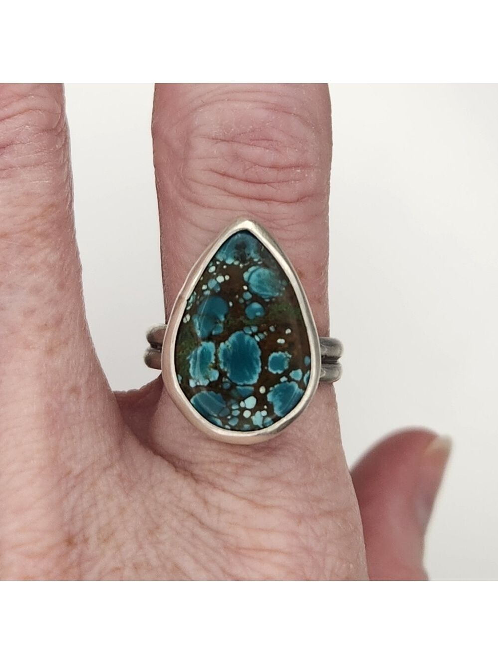 Hubei Turquoise Teardrop Sterling Silver Ring